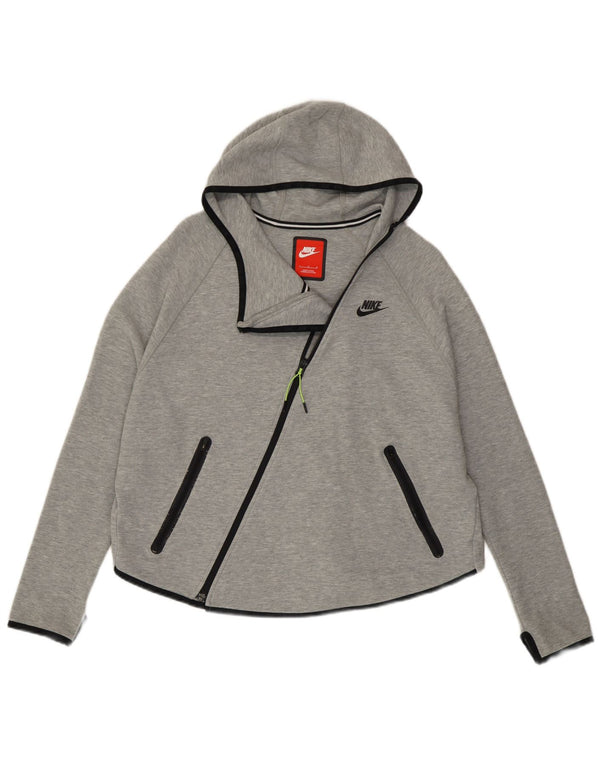 Nike Pull à capuche zippé surdimensionné pour femme UK 14 Grand coton gris