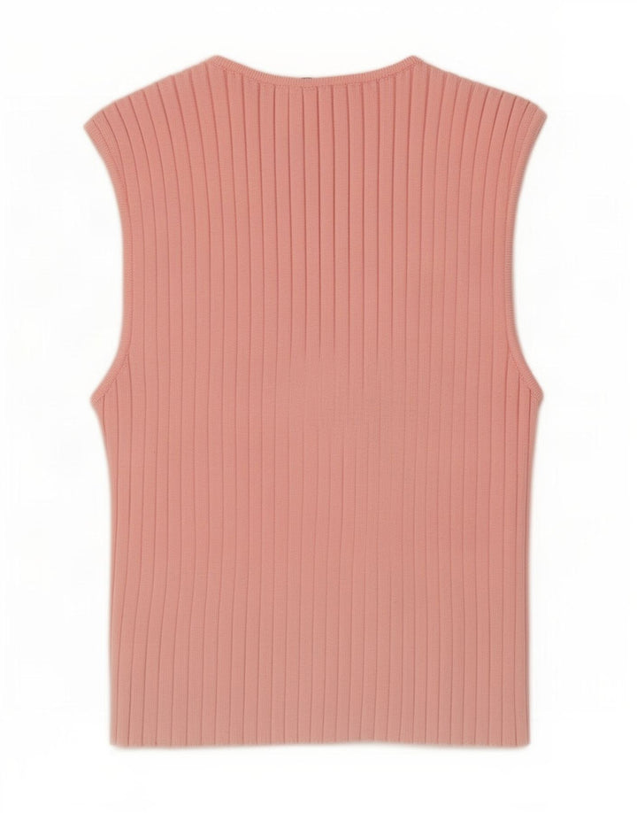 Zara Womens Crop Vest Top UK 12 Polyester Rose Moyen