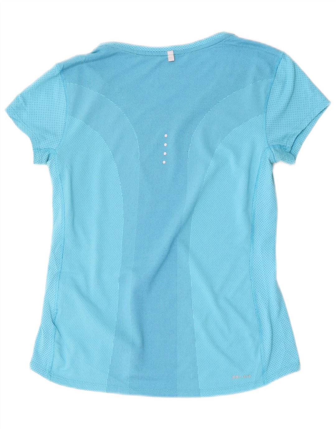 Nike Womens Dri Fit T-Shirt Top UK 10 Petit Bleu Colorblock Polyester