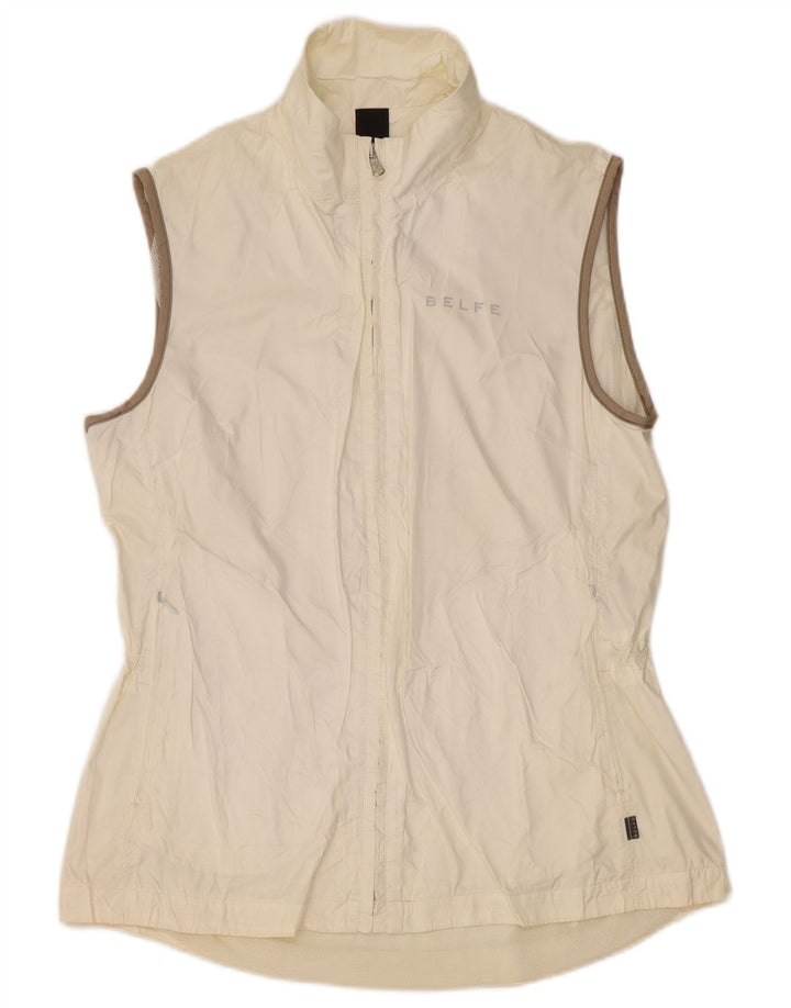 Belfe Veste de survêtement sans manches pour femme UK 14 Large Blanc Polyamide