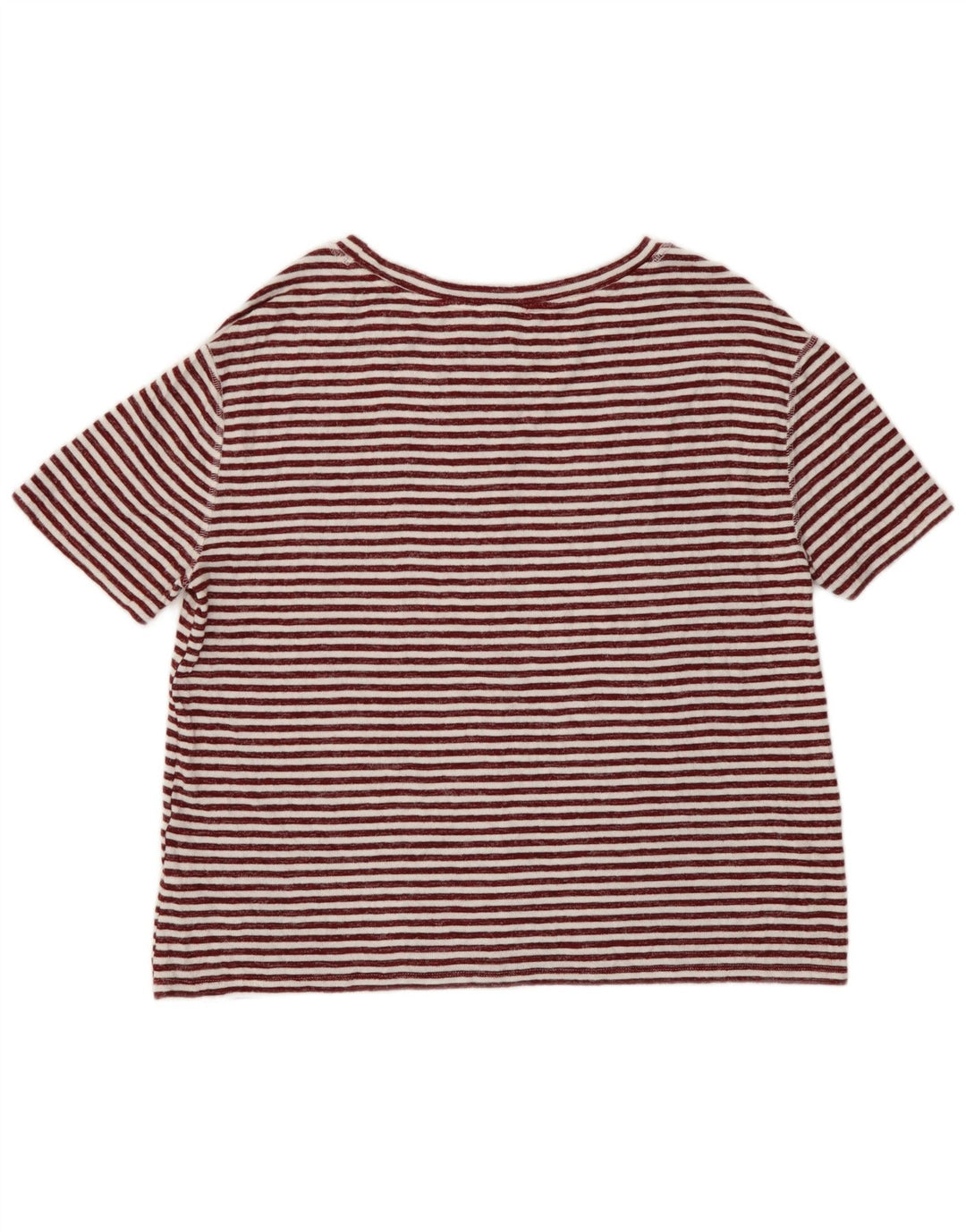 Marks & Spencer Haut T-Shirt Femme UK 12 Viscose Rayé Rouge Moyen