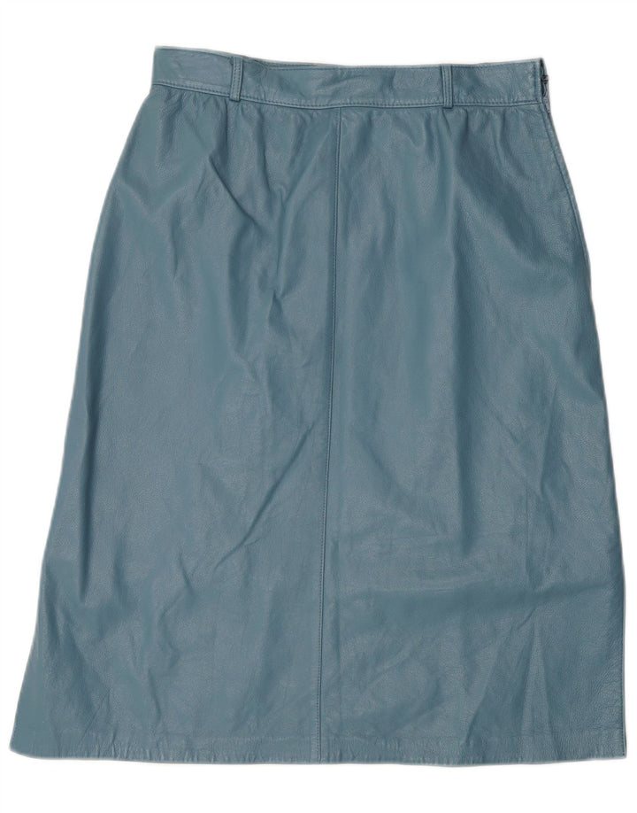 jupe en cuir femme vintage W28 Bleu moyen