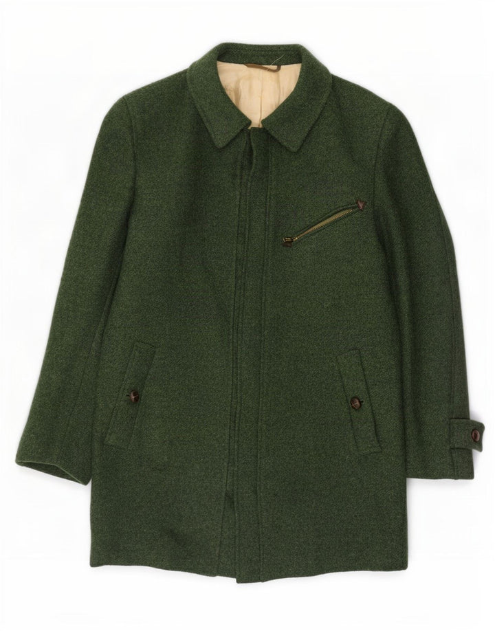 vintage Homme Pardessus IT 44 XS Laine Verte