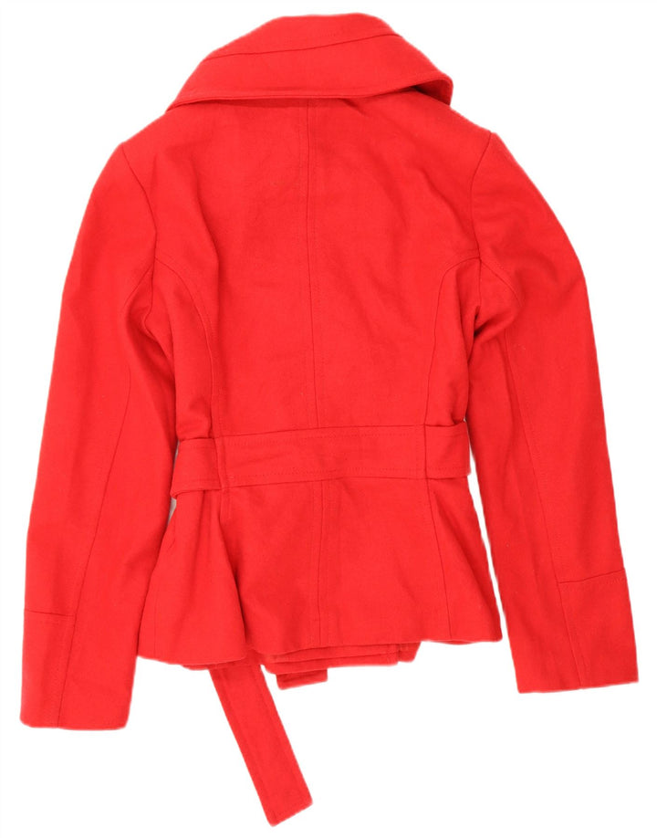 Zara Womens Caban court UK 16 Grande laine rouge