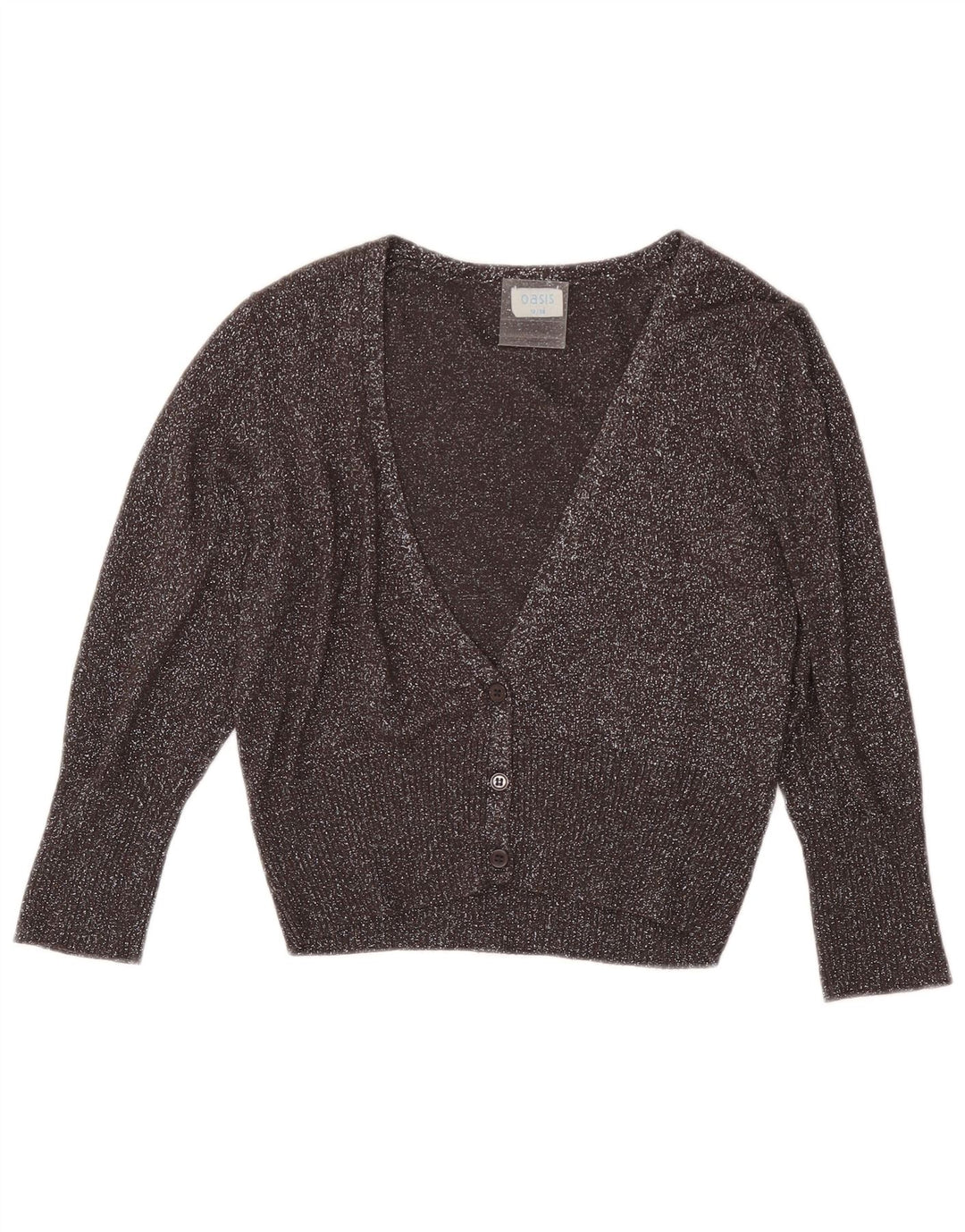 Oasis Cardigan court pour femme UK 12 Viscose mouchetée gris moyen