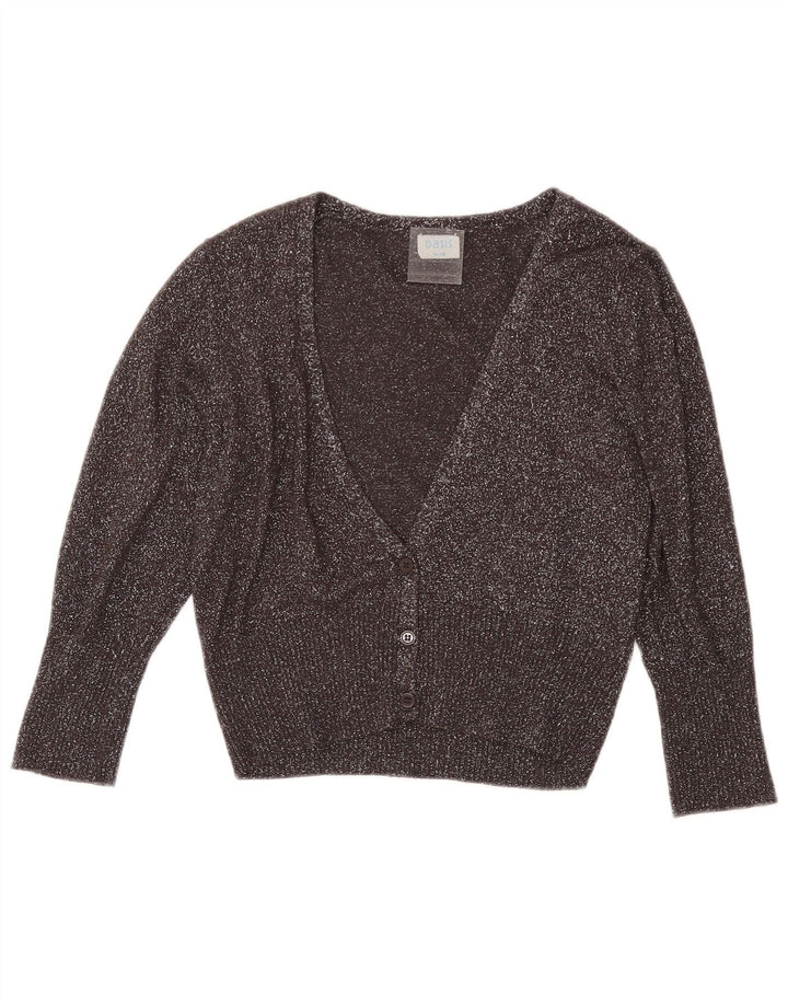 Oasis Cardigan court pour femme UK 12 Viscose mouchetée gris moyen