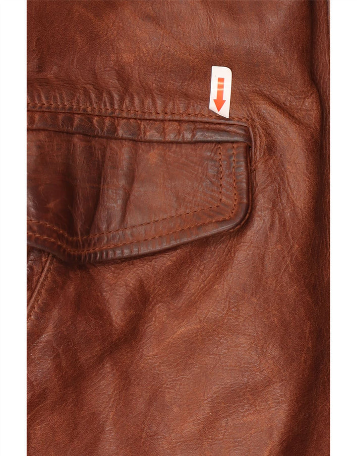 veste en cuir homme vintage UK 40 Grand cuir brun