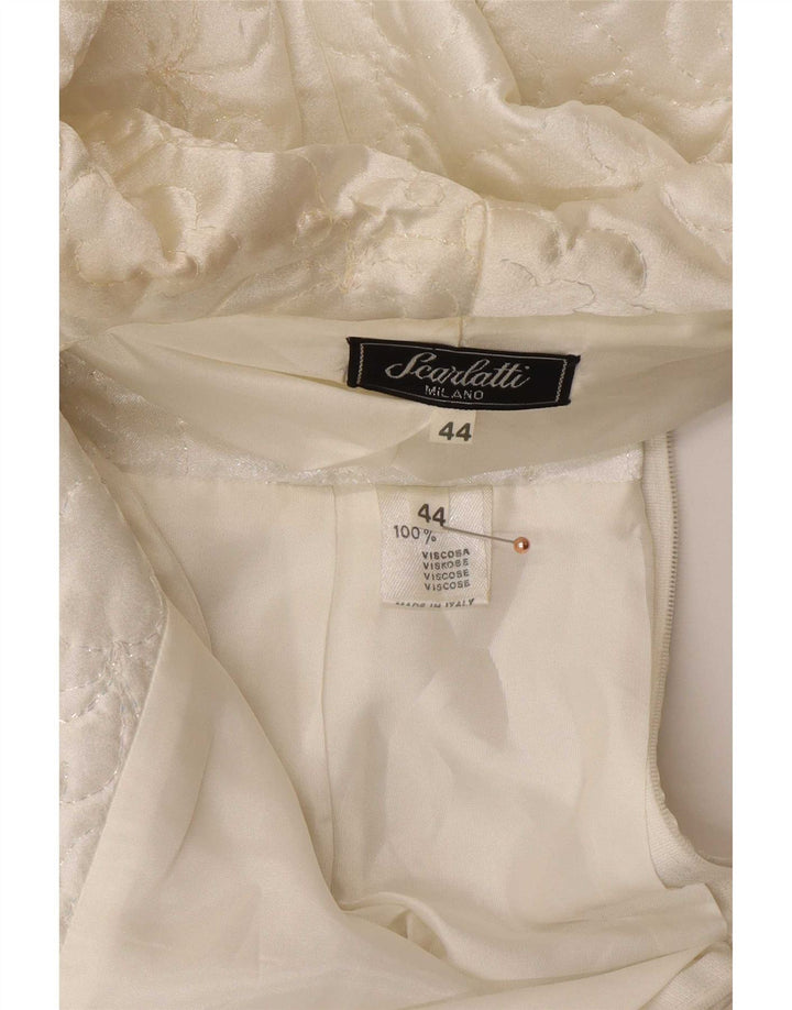 vintage Femme 2 Pièces Jupe Ensemble IT 44 Moyen W28 Viscose Blanche