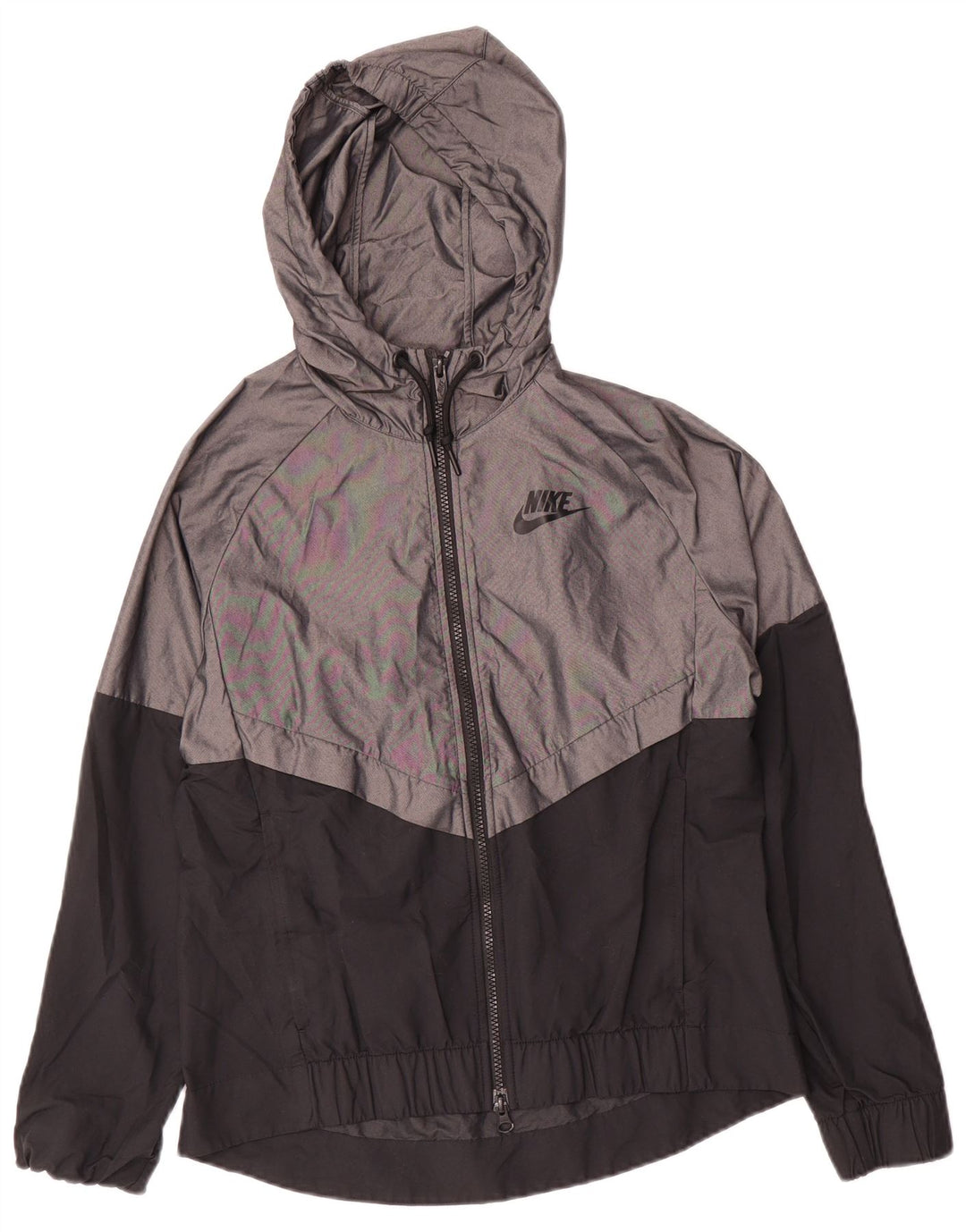 Nike Veste de pluie à capuche pour femme UK 10 Small Gris Colorblock Nylon