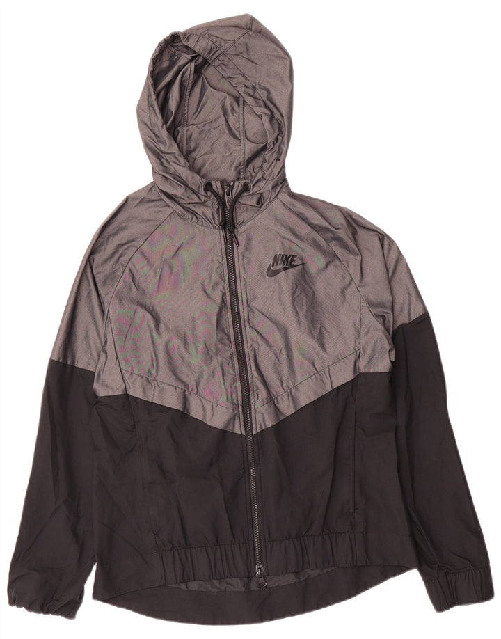 Nike Veste de pluie à capuche pour femme UK 10 Small Gris Colorblock Nylon