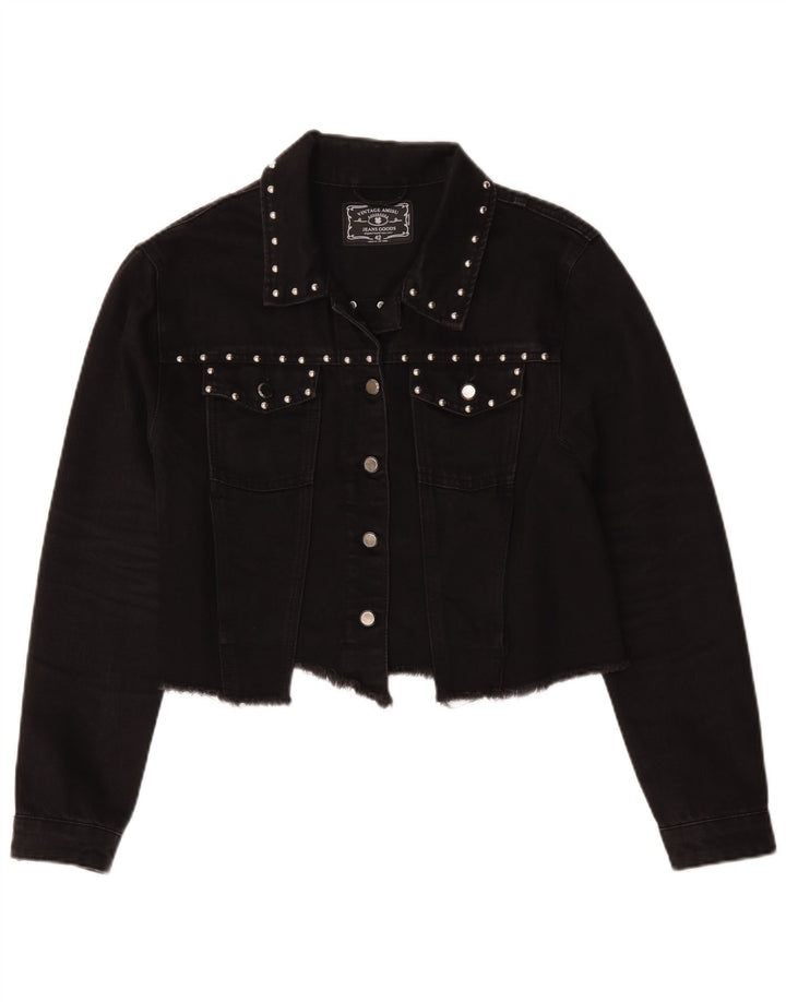 veste en denim crop femme vintage IT 42 coton noir moyen