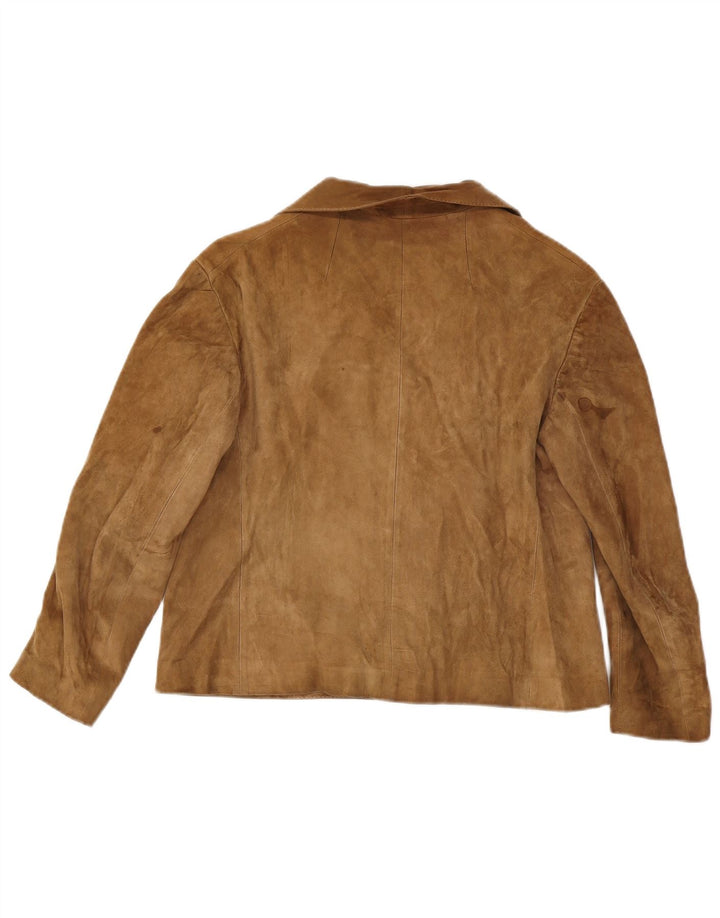 vintage Femme 3 Boutons Blazer En Daim Veste UK 14 Brun Moyen