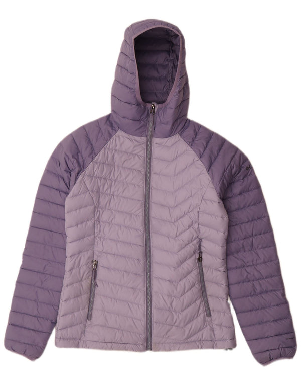 Columbia Veste matelassée à capuche pour femme UK 10 Small Violet Colourblock