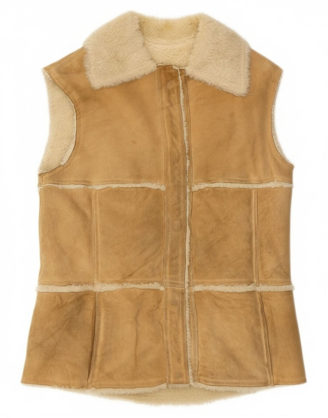 Gilet en peau de mouton vintage pour femme IT 44 Beige moyen