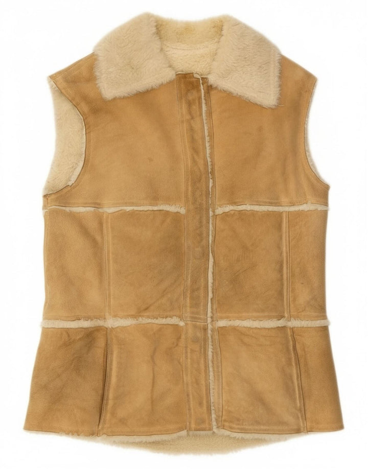 Gilet en peau de mouton vintage pour femme IT 44 Beige moyen
