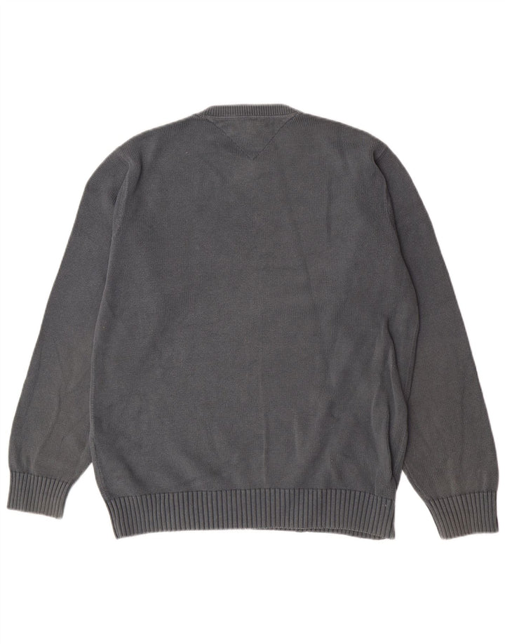 Tommy Hilfiger Pull à col rond coupe classique pour homme en coton gris moyen