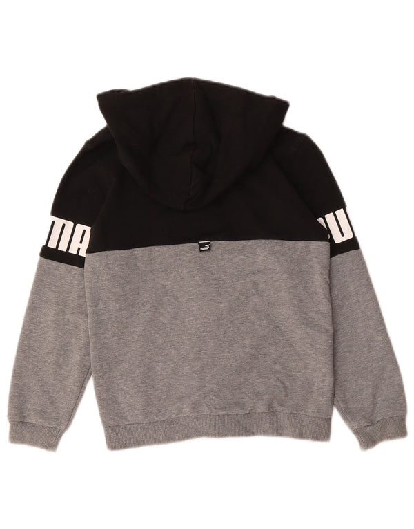 Puma Sweat à capuche zippé graphique pour garçon 7-8 ans Noir Colorblock Coton