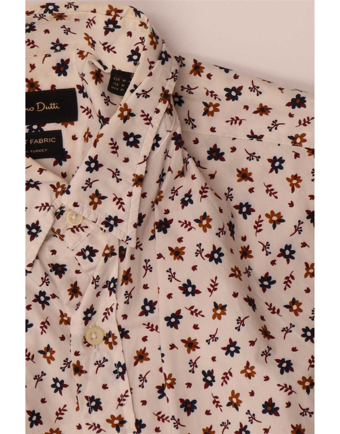 Massimo Dutti Chemise Homme Blanc Moyen Coton Floral