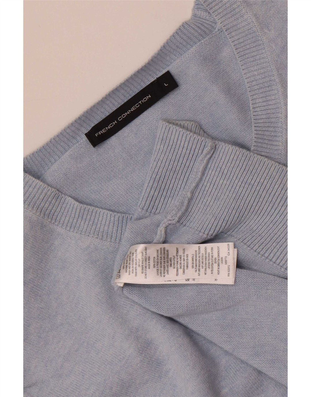 French Connection Pull col rond homme en coton bleu moyen
