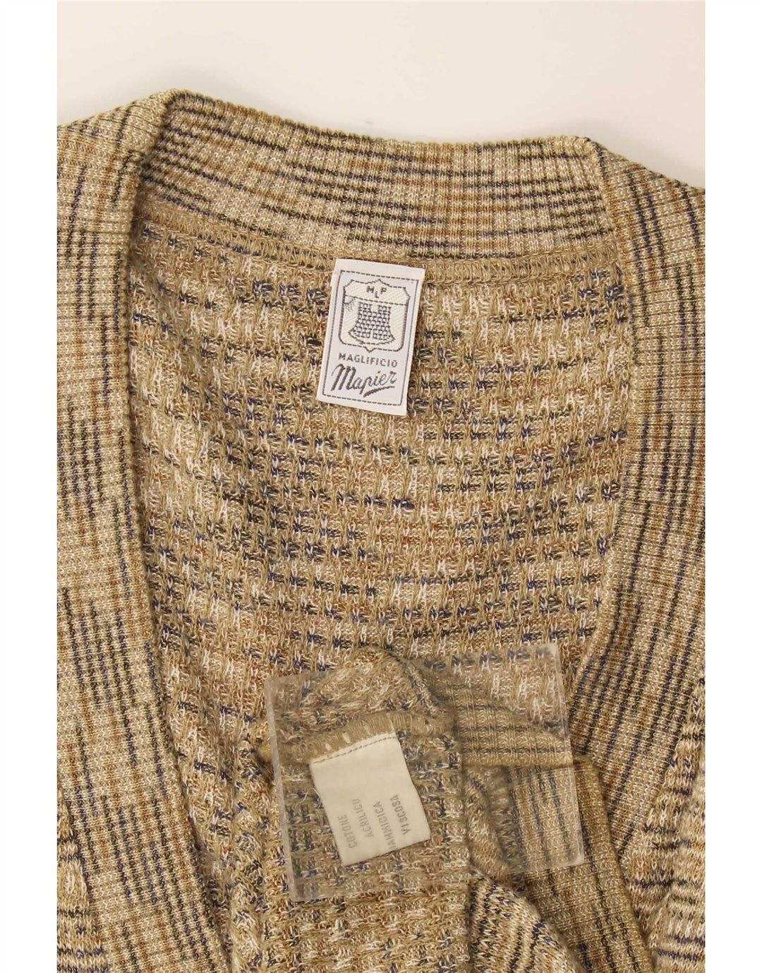 Mapier Pull Cardigan sans Manches Homme Beige Moyen Moucheté Coton