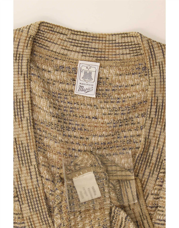 Mapier Pull Cardigan sans Manches Homme Beige Moyen Moucheté Coton