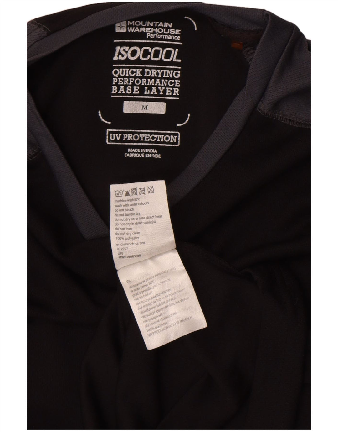 Mountain Warehouse T-Shirt IsoCool Homme Noir Moyen Colorblock