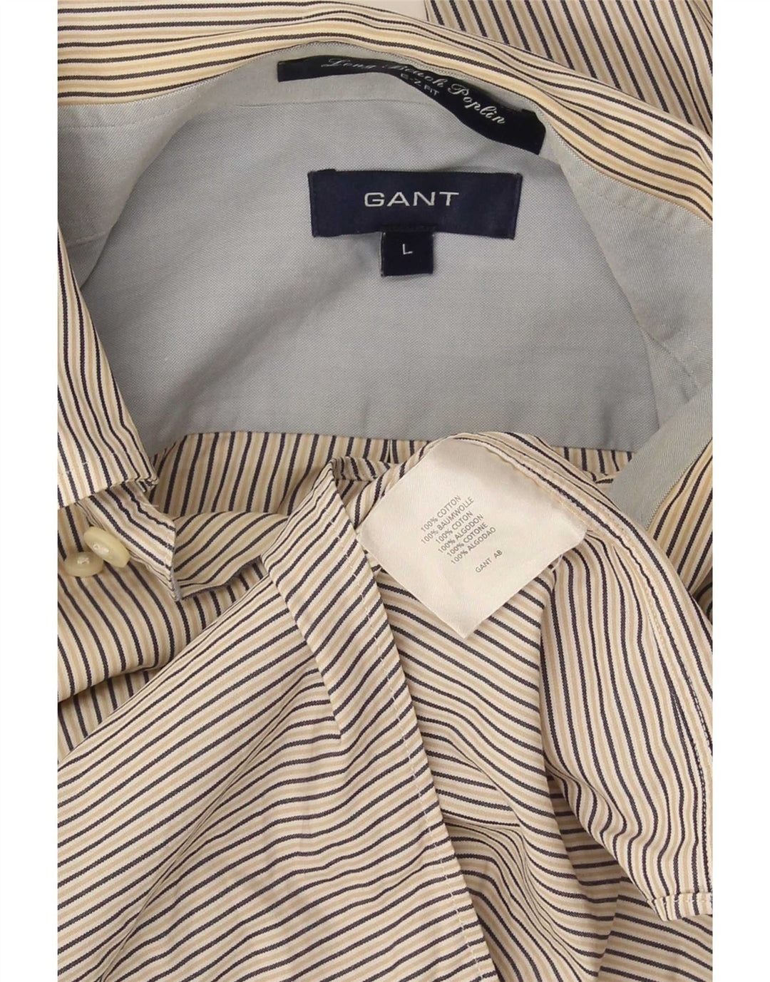 Gant Chemise E-Z Fit Homme Large Beige à fines rayures en coton