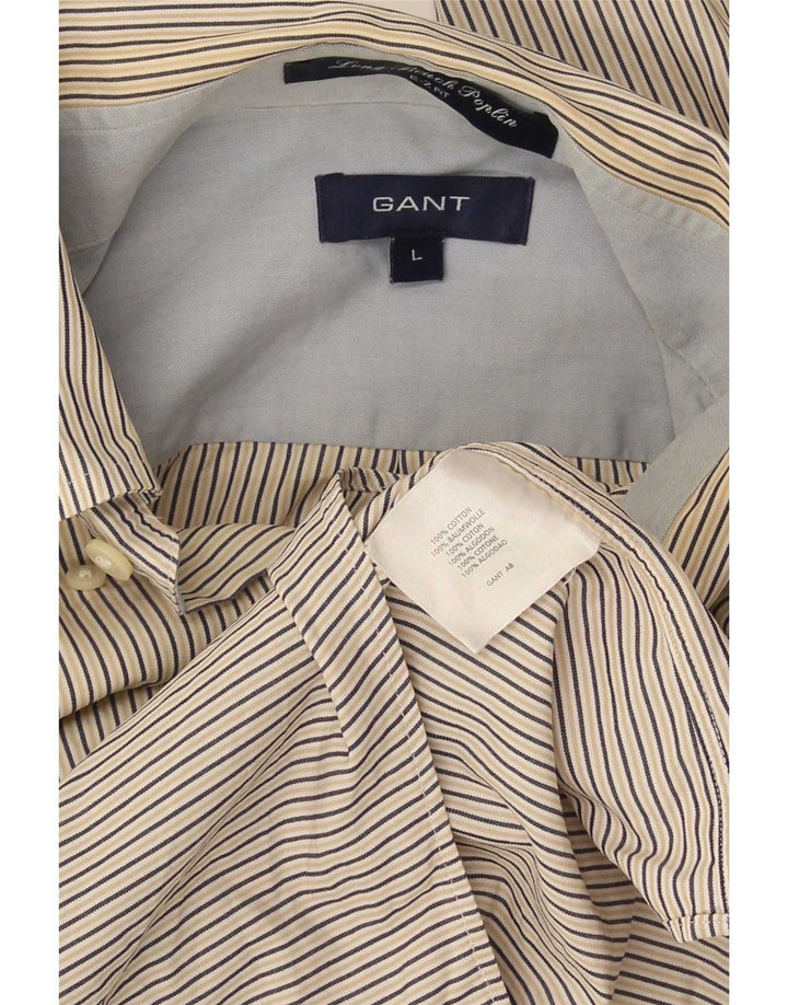 Gant Chemise E-Z Fit Homme Large Beige à fines rayures en coton