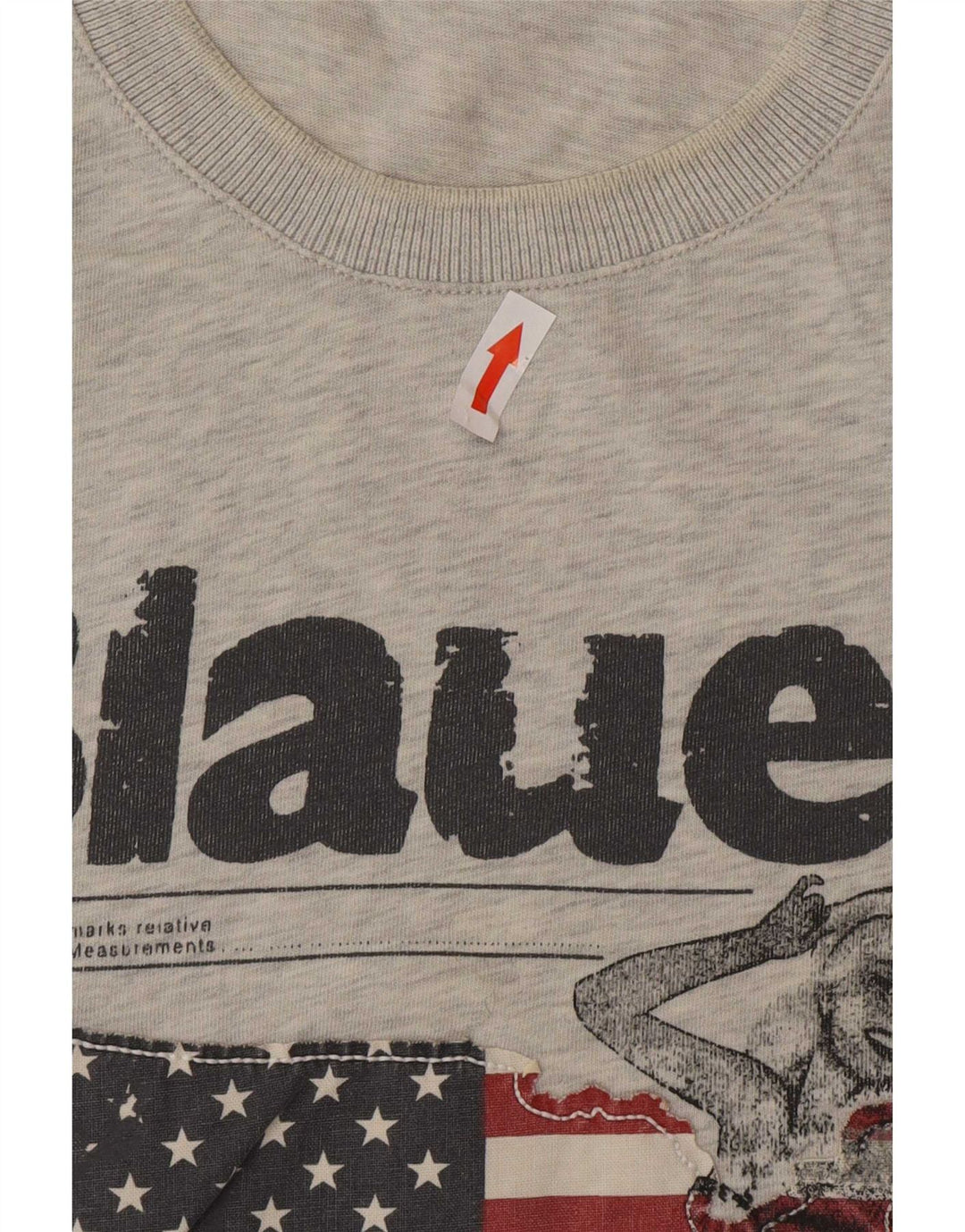 Blauer T-Shirt Graphique Homme Gris Moyen Coton