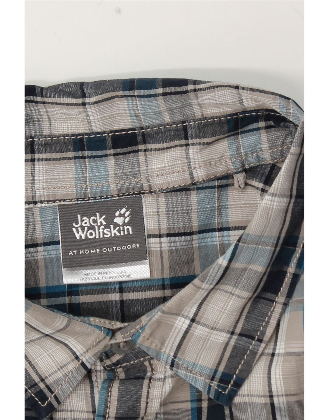 JACK WOLFSKIN Chemise à manches courtes pour hommes UK 48 2XL Bleu à carreaux en coton