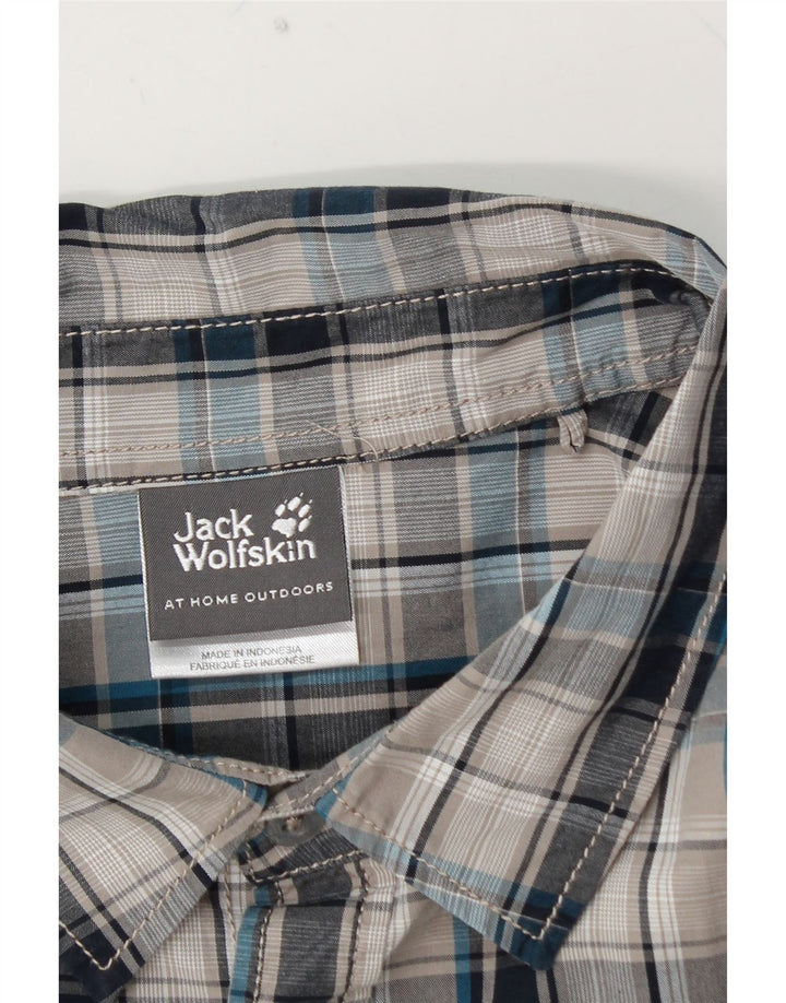 JACK WOLFSKIN Chemise à manches courtes pour hommes UK 48 2XL Bleu à carreaux en coton