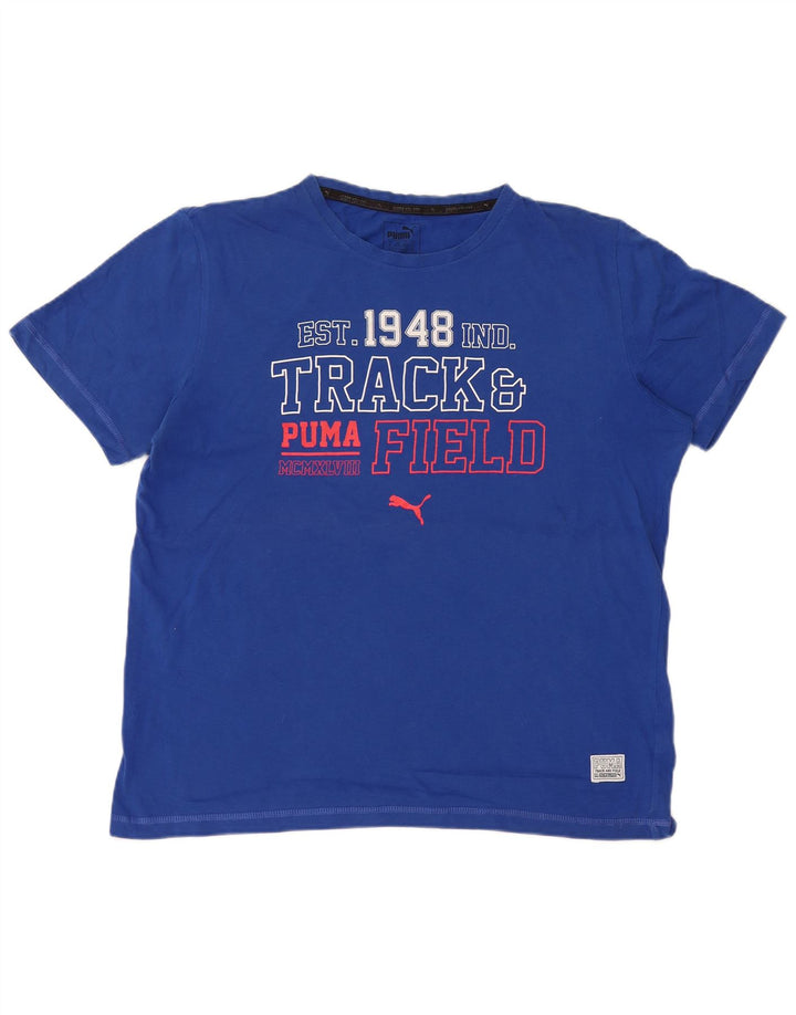 Puma T-Shirt Graphique Homme Bleu Moyen Coton