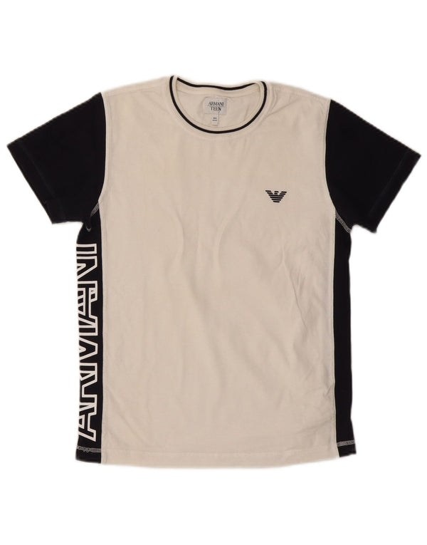 Armani Boys Graphic T-Shirt Top 13-14 ans Blanc Colorblock Coton