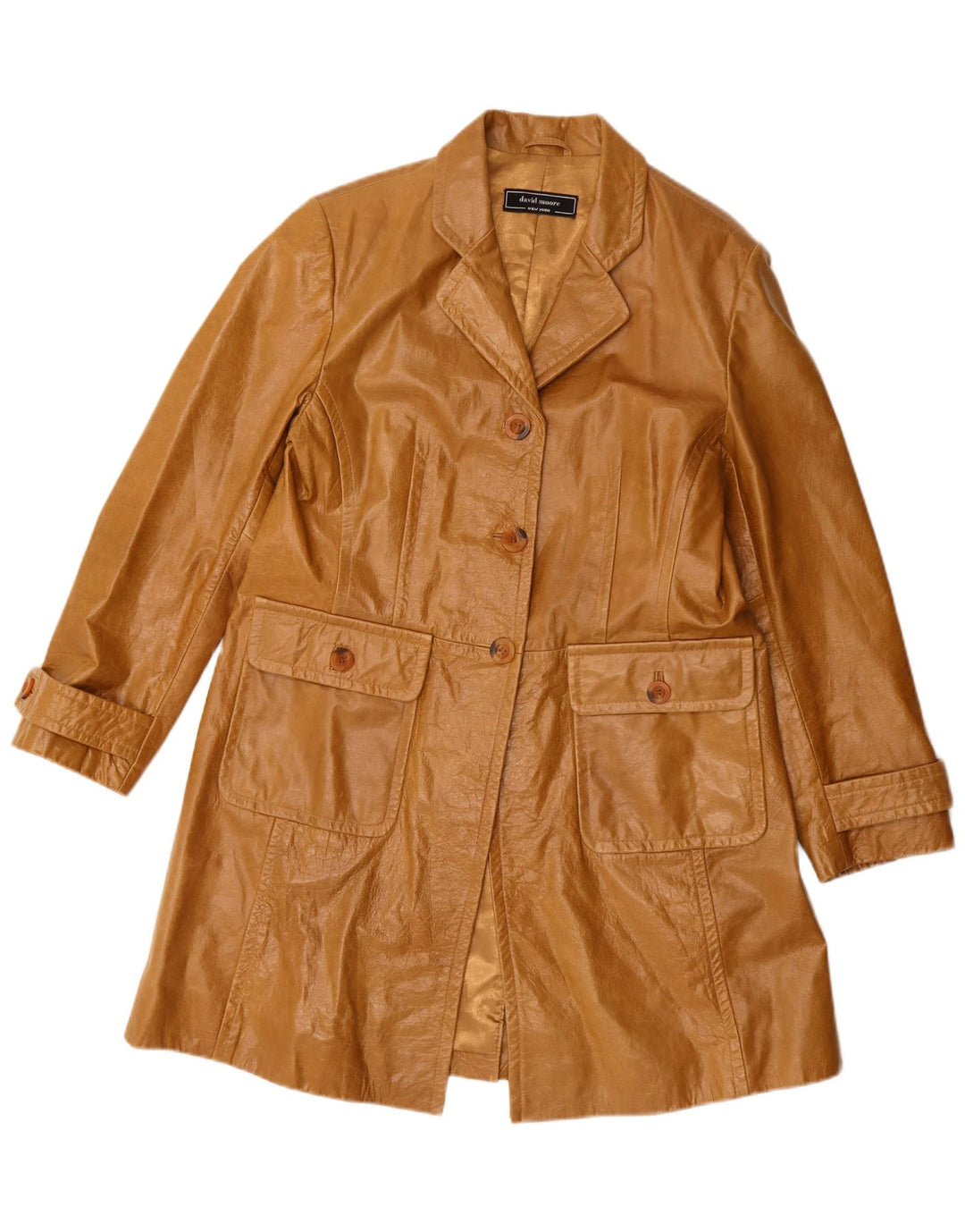 David Moore Manteau en cuir pour femme UK 14 Cuir marron moyen