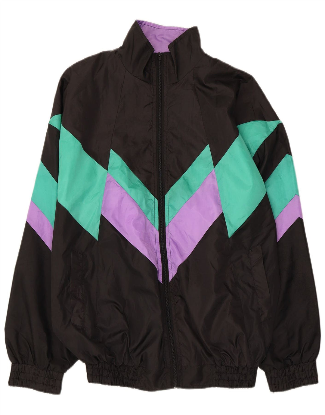 vintage Mens Survêtement Top Veste Grand Black Colourblock