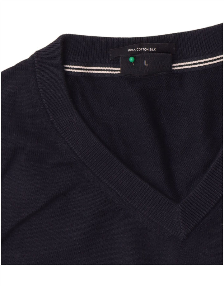 Joop Pull col V Homme Grand Bleu Marine Coton