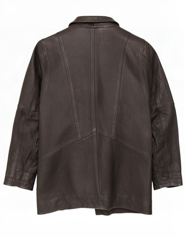 manteau en cuir surdimensionné femme vintage UK 10 Petit Noir