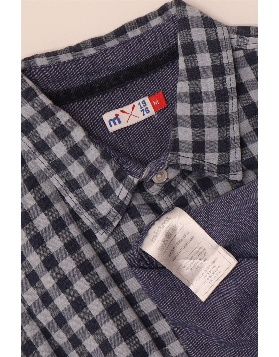 MISTRAL Chemise Homme Bleu Moyen Vichy Coton