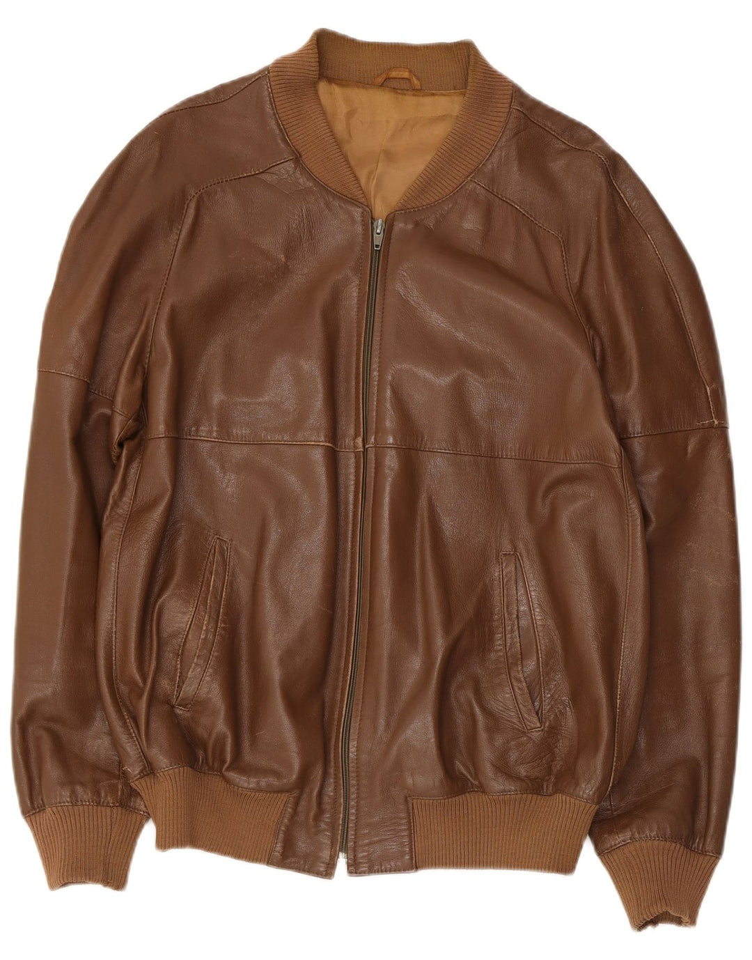 Anfor Veste en cuir coupe slim pour femme IT 54 2XL Marron