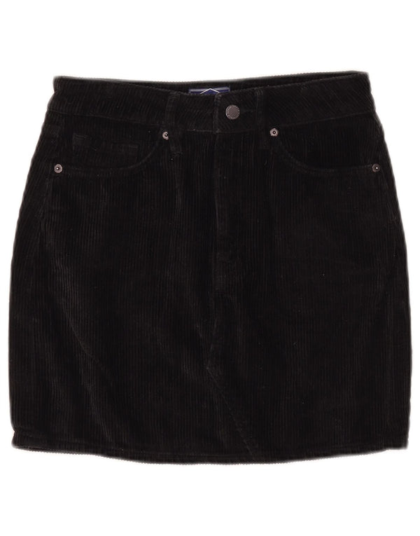 Superdry Femme Mini Jupe En Velours Côtelé W26 Petit Coton Noir