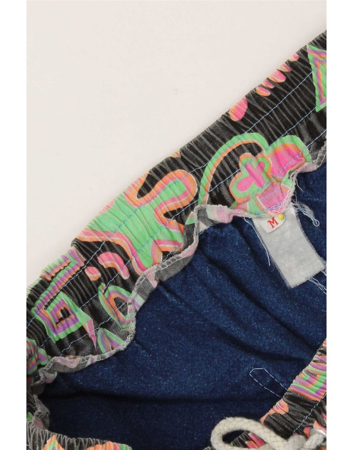 vintage Femme Denim Shorts Moyen W28 Bleu Patchwork