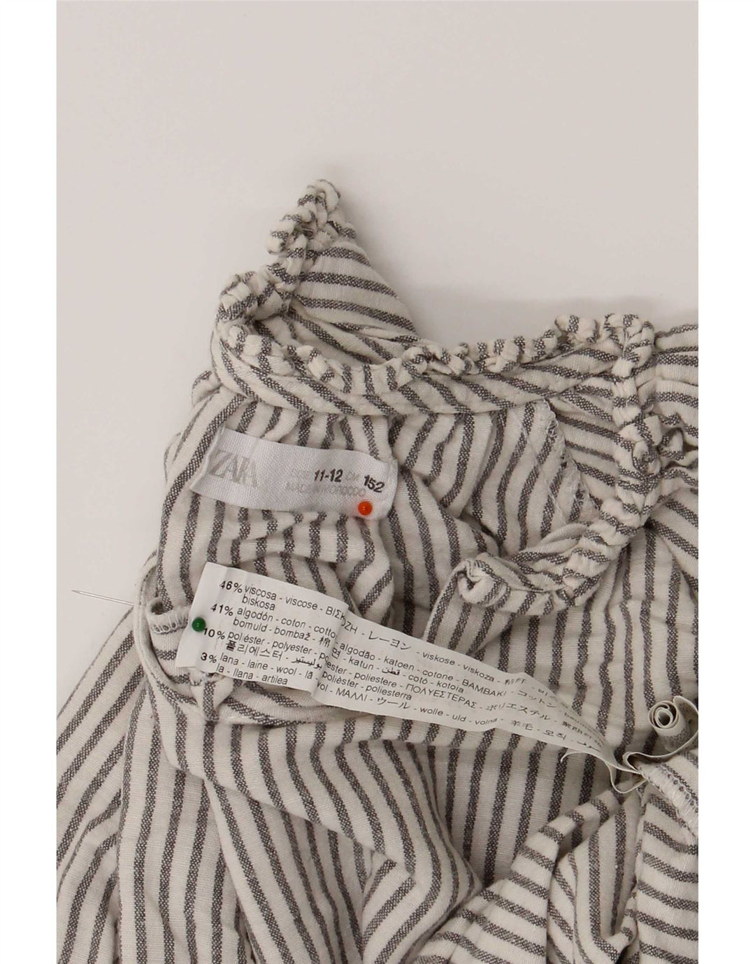 Zara Pull à manches longues pour fille 11-12 ans Viscose rayée blanche