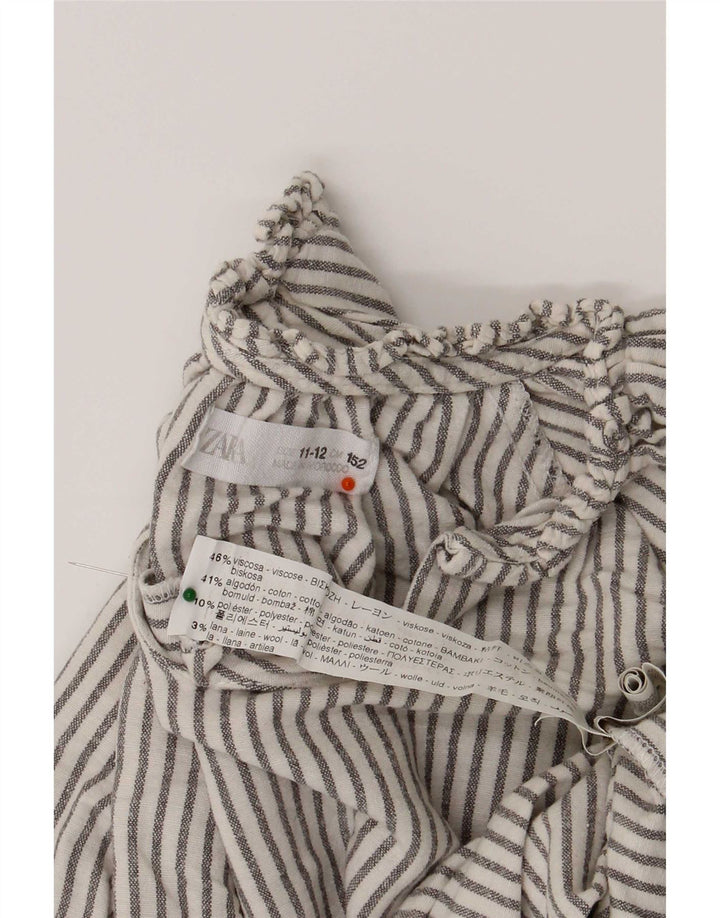 Zara Pull à manches longues pour fille 11-12 ans Viscose rayée blanche