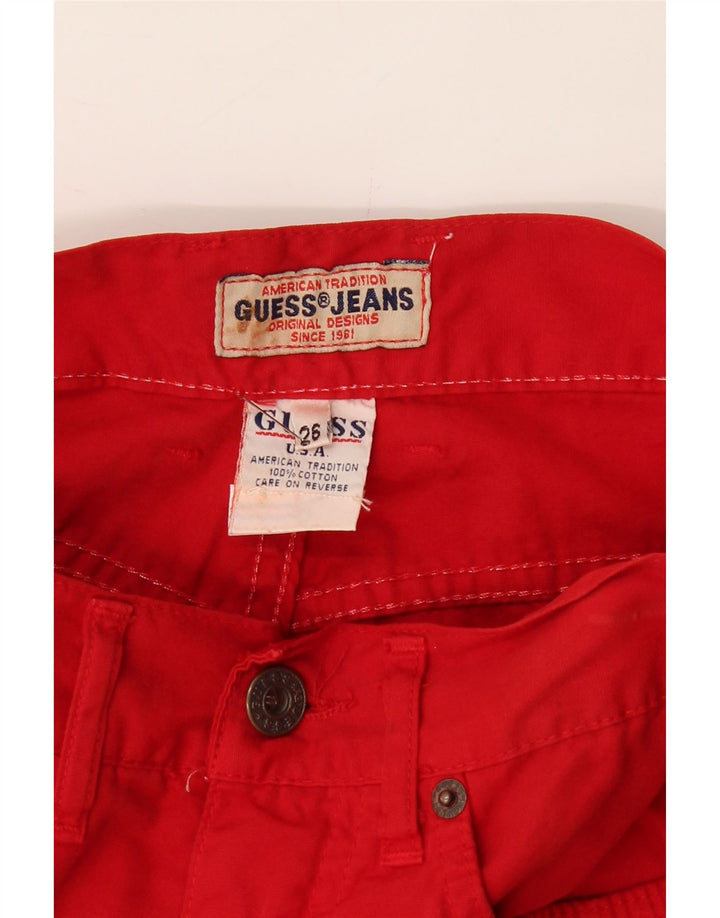 GUESS Womens Slim Casual Trousers W26 L29 Red Vintage Guess and Second-Hand Guess from Messina Hembry 