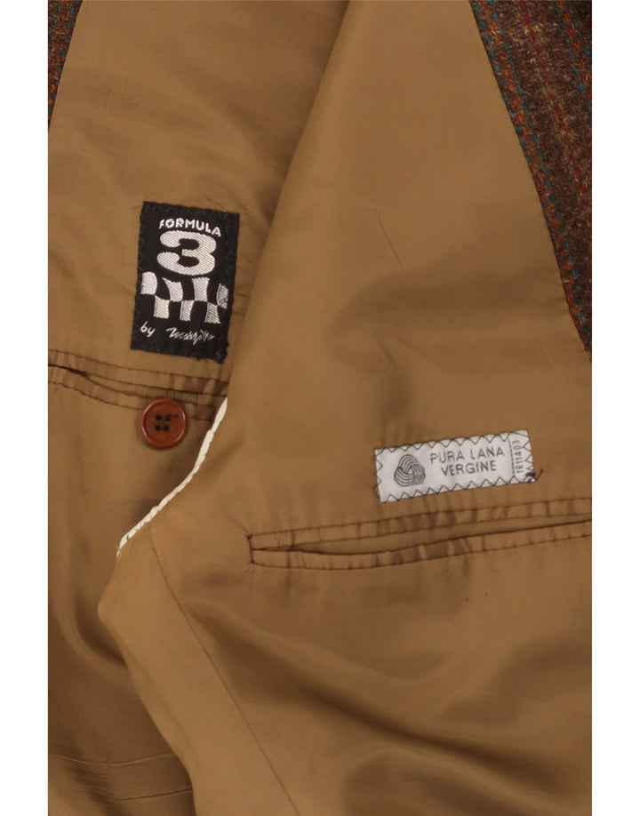 Marzotto Veste blazer à 2 boutons pour homme UK 36 Petite laine vierge rayée marron