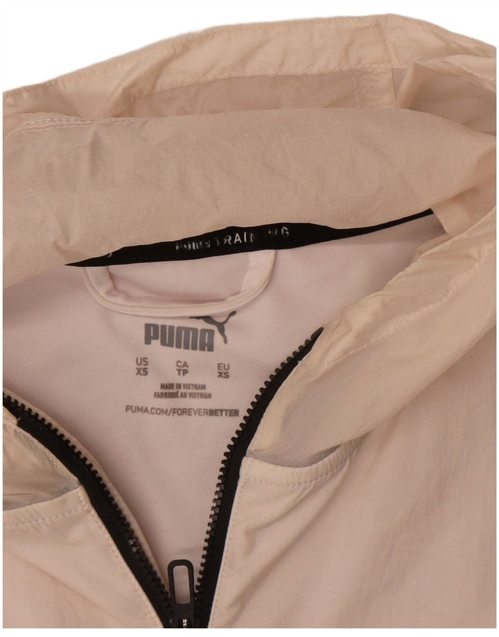 Puma Veste de pluie surdimensionnée à capuche pour femme UK 6 XS Nylon blanc cassé