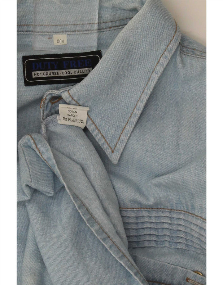 Chemise en jean à manches courtes pour hommes Duty Free en coton bleu moyen