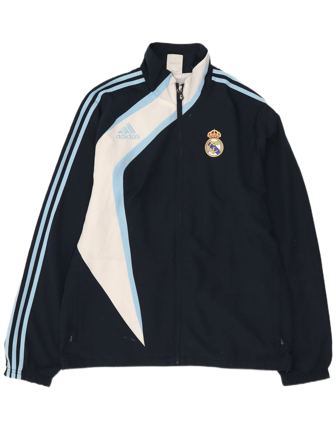 ADIDAS Veste de pluie Real Madrid pour homme UK 40/42 Bleu marine moyen Colourblock