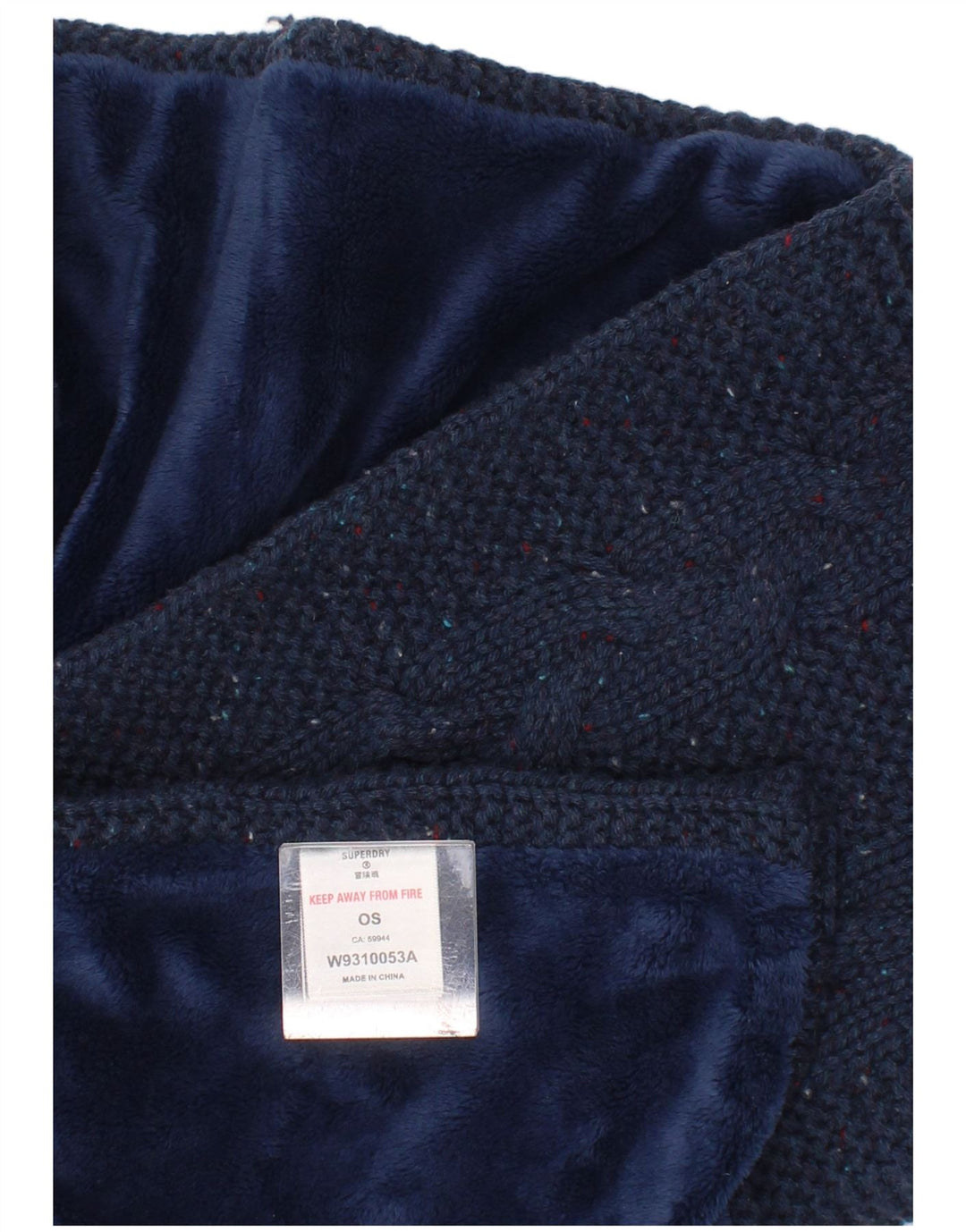 Superdry Femme Tricot Rectangle Écharpe Taille Unique Bleu Marine Moucheté Hiver