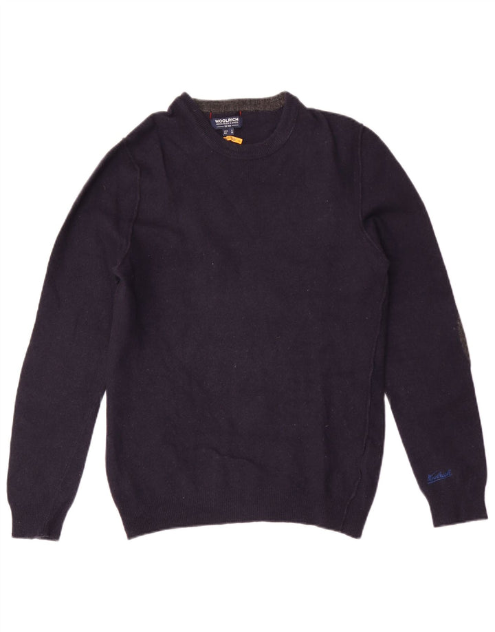 Woolrich Pull à col rond pour homme en laine bleu marine Small
